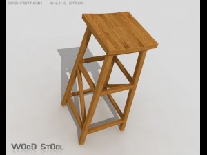 wood stool 3D Model