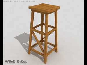 wood stool 3D Model