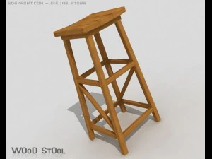 wood stool 3D Model