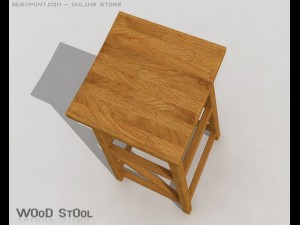 wood stool 3D Model