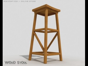 wood stool 3D Model