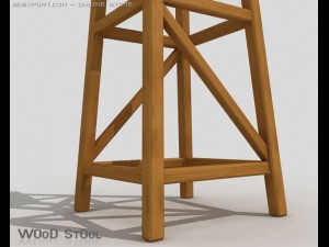 wood stool 3D Model