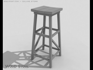 wood stool 3D Model