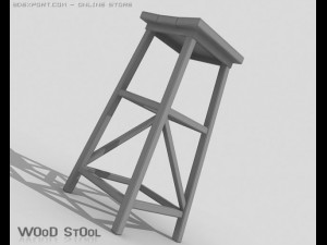 wood stool 3D Model