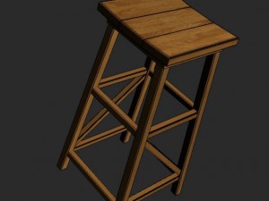 wood stool 3D Model