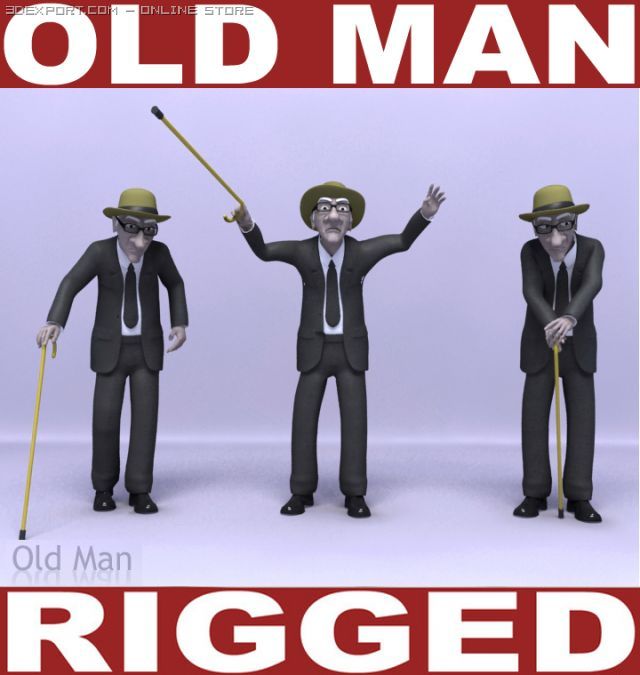 old man rig 3D Модель .c4d .max .obj .3ds .fbx .stl .blend