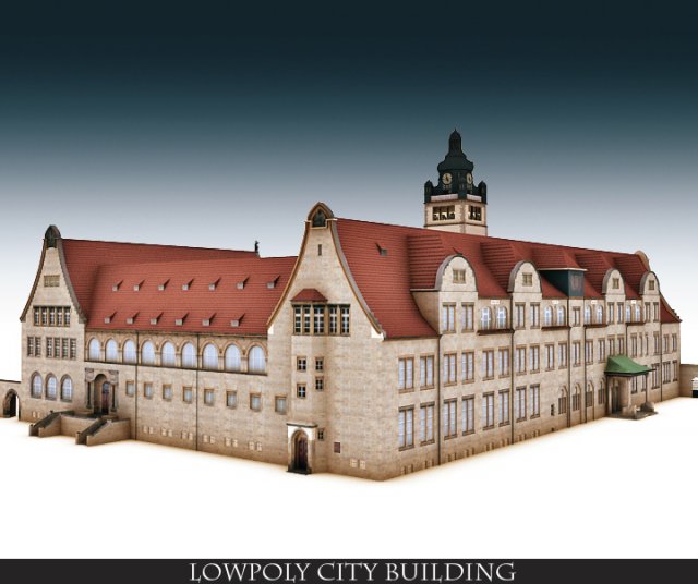 lowpoly  old  building Modelo 3D .c4d .max .obj .3ds .fbx .stl .blend 