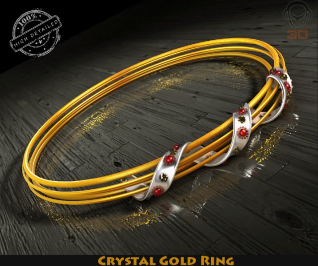 crystal gold ring 3D Model .c4d .max .obj .3ds .fbx .stl .blend
