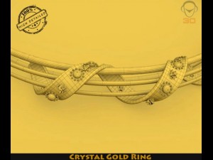crystal gold ring 3D Model