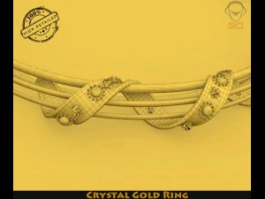 crystal gold ring 3D Model
