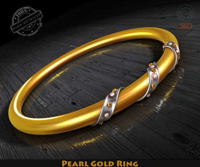 pearl gold ring Modelo 3D .c4d .max .obj .3ds .fbx .stl .blend 