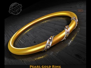 pearl gold ring Modelo 3D