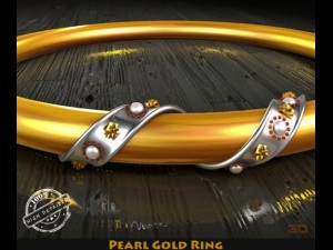 pearl gold ring Modelo 3D