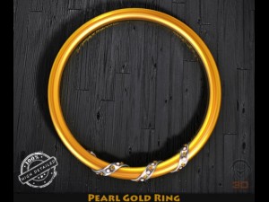 pearl gold ring Modelo 3D