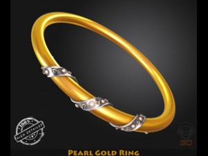 pearl gold ring Modelo 3D