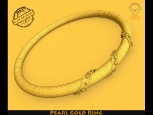 pearl gold ring Modelo 3D