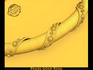 pearl gold ring Modelo 3D