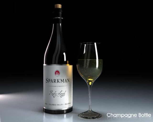 champagne bottle glass 3D 模型 .c4d .max .obj .3ds .fbx .stl .blend 
