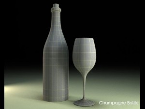 champagne bottle glass 3D 模型