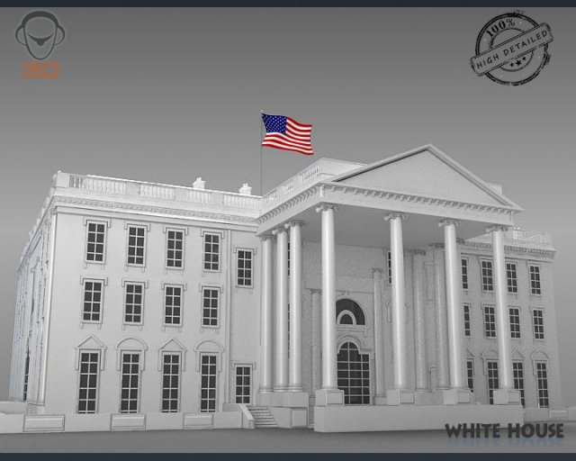 white house Modello 3D .c4d .max .obj .3ds .fbx .stl .blend 