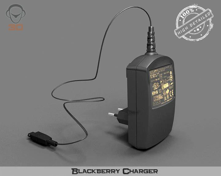 blackberry charger 3D Model .c4d .max .obj .3ds .fbx .stl .blend 