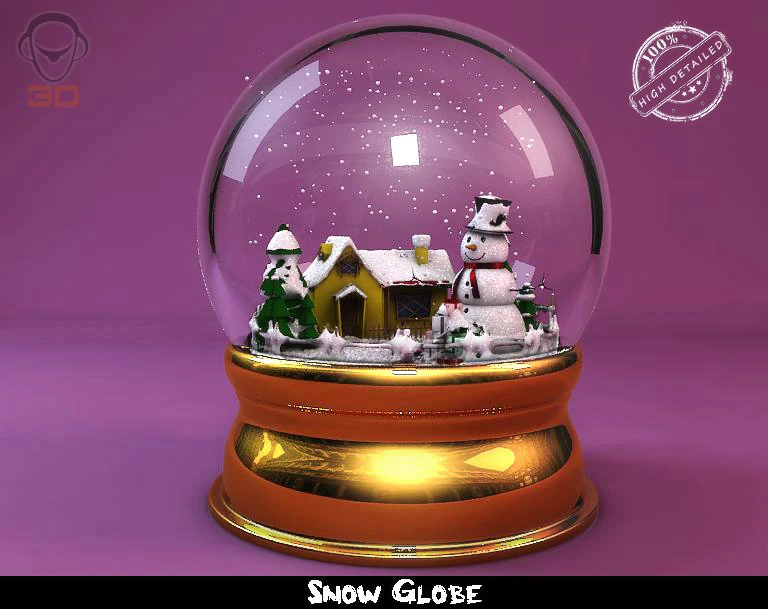 snow globe 3D Model .c4d .max .obj .3ds .fbx .stl .blend 