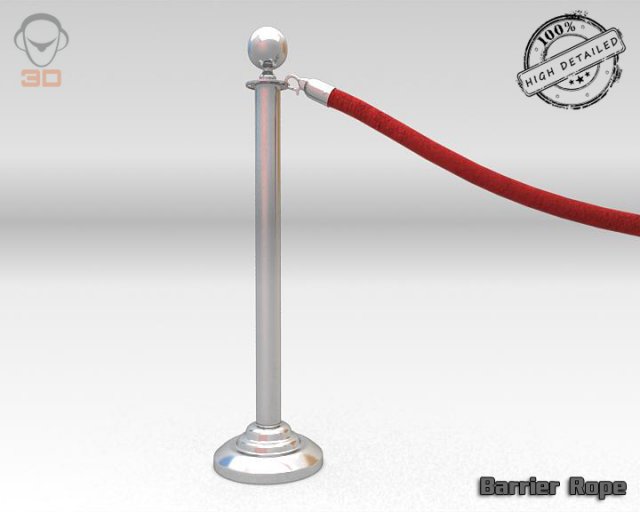 barrier rope 3D Model .c4d .max .obj .3ds .fbx .stl .blend 