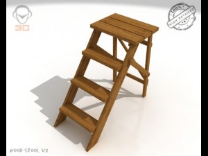 step lader wood v2 3D Model