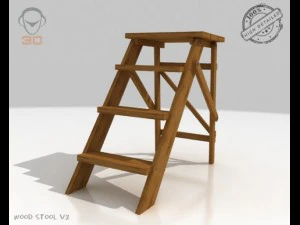 step lader wood v2 3D Model