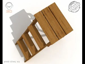 step lader wood v2 3D Model
