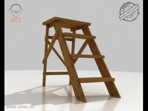 step lader wood v2 3D Model
