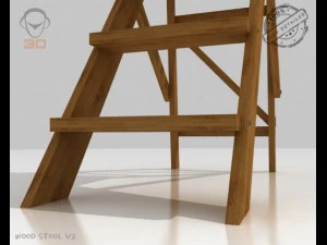 step lader wood v2 3D Model