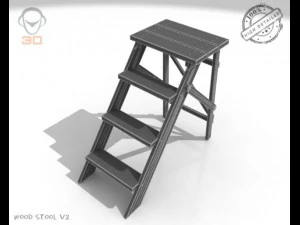 step lader wood v2 3D Model