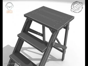 step lader wood v2 3D Model