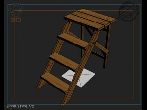 step lader wood v2 3D Модель