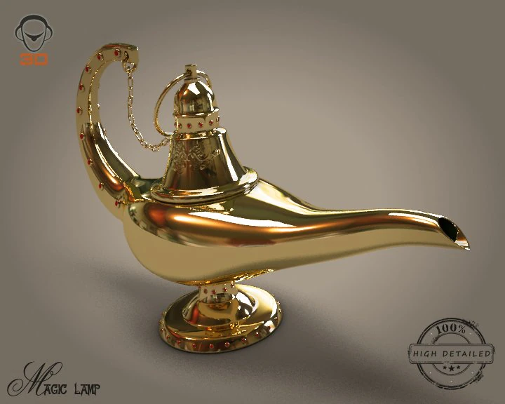 gold magic lamp 3D Model .c4d .max .obj .3ds .fbx .stl .blend 