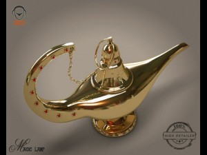 gold magic lamp 3D Model