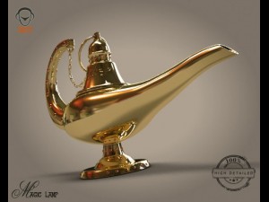 gold magic lamp 3D Model