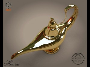 gold magic lamp 3D Model