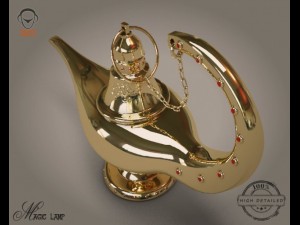 gold magic lamp 3D Model