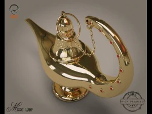 gold magic lamp 3D Model