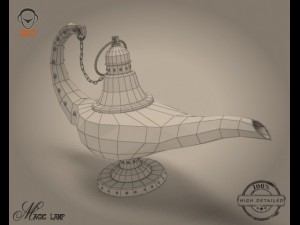 gold magic lamp 3D Model