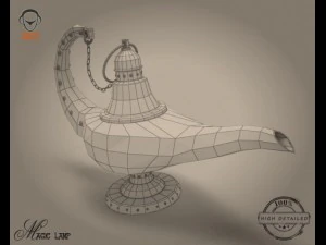 gold magic lamp 3D Model