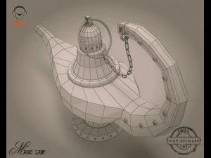 gold magic lamp 3D Model