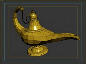 gold magic lamp 3D Model