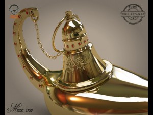 gold magic lamp 3D Model