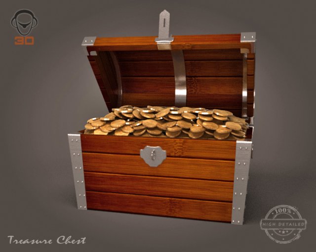 treasure chest 3D मॉडल .c4d .max .obj .3ds .fbx .stl .blend 