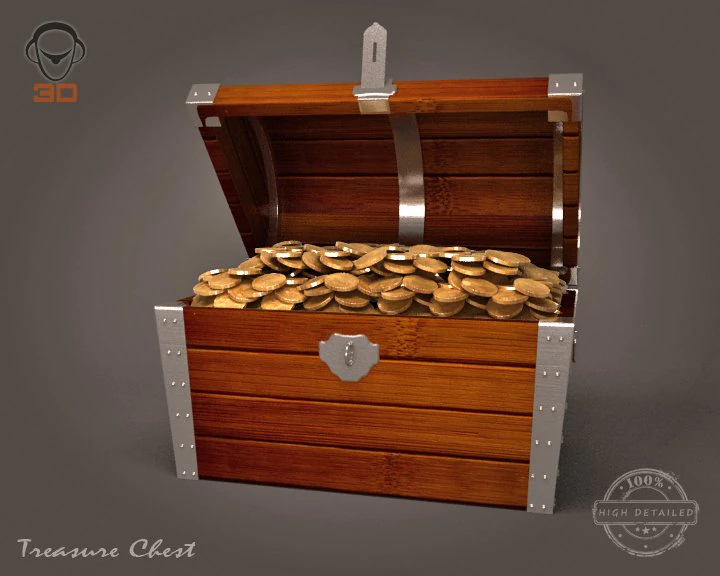 treasure chest 3D Model .c4d .max .obj .3ds .fbx .stl .blend 