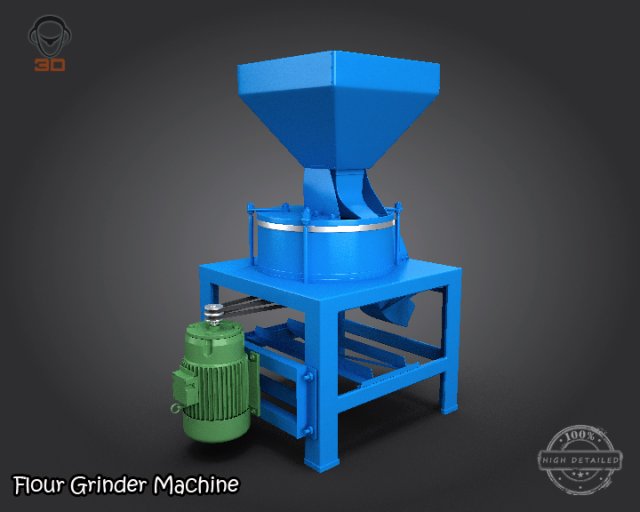 flour grinder machine 3D Model .c4d .max .obj .3ds .fbx .stl .blend 