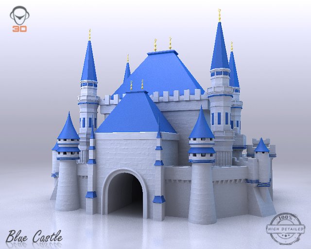 blue castle Modello 3D .c4d .max .obj .3ds .fbx .stl .blend 